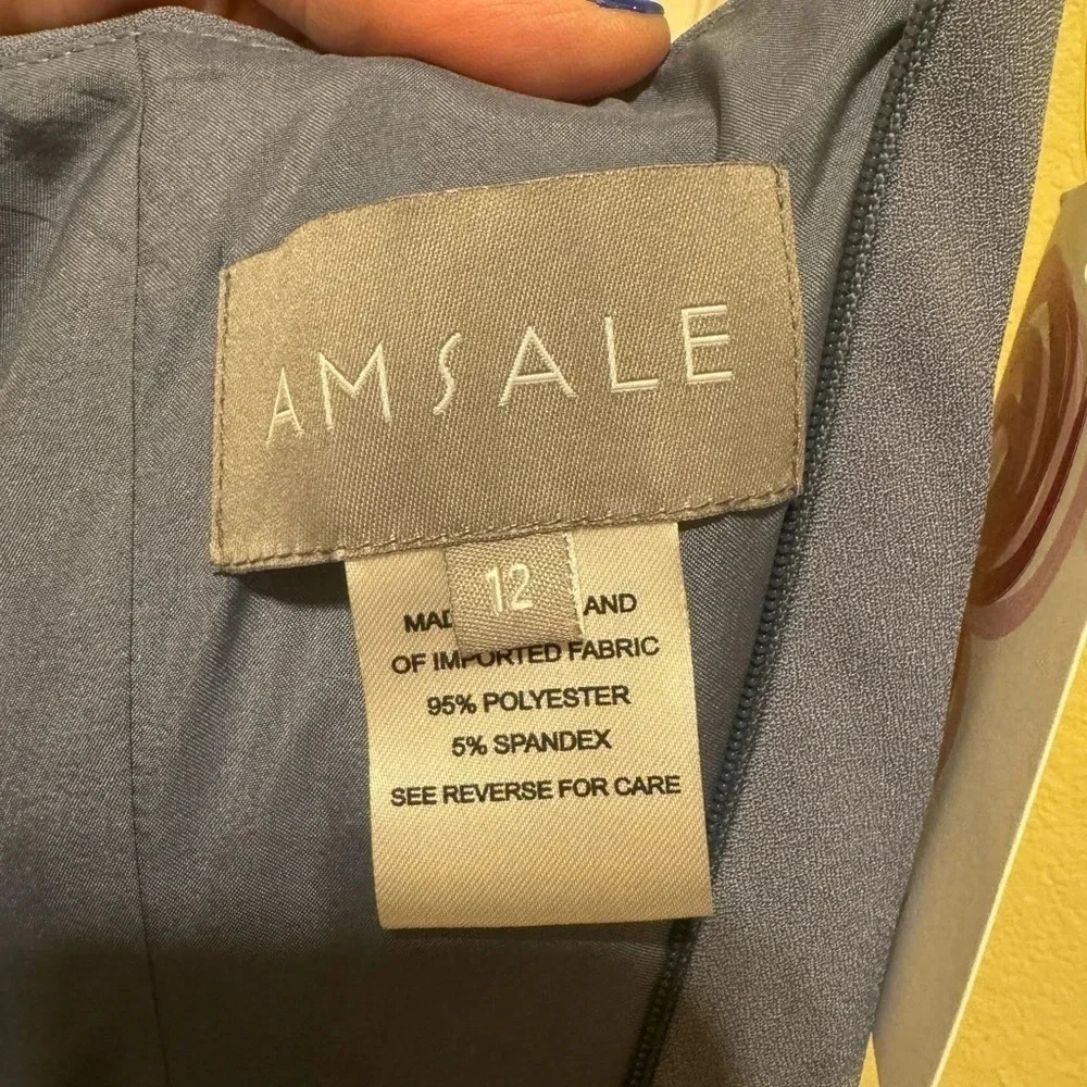 Amsale Yana Slate Crepe Prom Bridesmaid Formal Dress Long Size 12 - Picture 11 of 15
